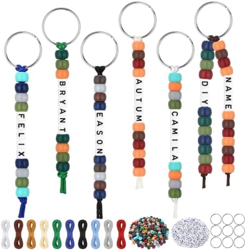 Landical 564 Pcs DIY Bead Keychain Kit Name Craft, Vintage, Natural Color by Landical