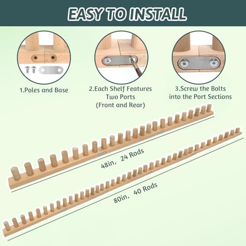 Violetfox 48" Chunky Blanket Loom Kit, Adjustable Knit Loom Yarn Loom for Adults, Wooden Hand Knitting Loom for Throw Blankets, Beginner-Friendly Yarn Craft Weaving Tools for Home DIY (48 in) - Image 2