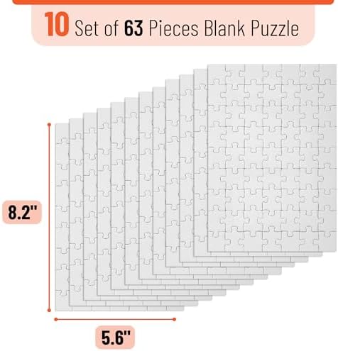 Mr. Pen- Blank Puzzle, 10 Pack, 63 Pieces/Pack, 56" x 8.2", White - Image 2
