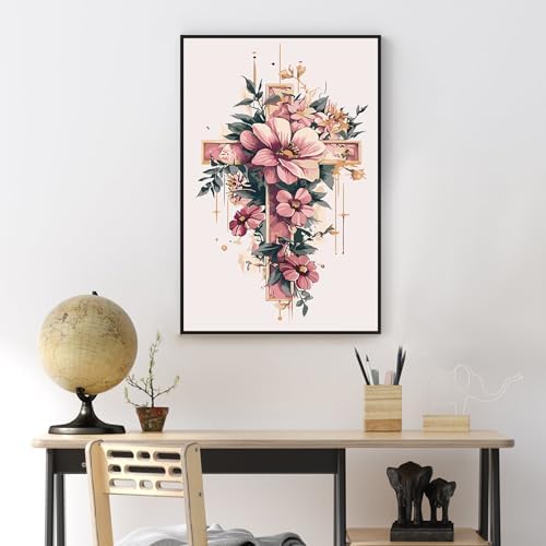 Yezavesu Framed Paint by Numbers Kit for Adults Beginner & Kids Ages 8-12, Cross Flower Paint by Numbers with Frame, DIY Number Painting for Adults Cross Flower for Home Wall Decor Gift 8X 12 inch - Image 6