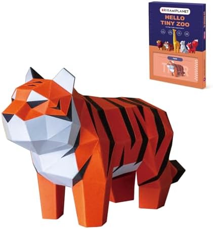 Tiger 3D Origami Paper Craft Kit, Creative Handmade Paper Sculpture Art for Home Decor, Unique Pre-Cut DIY Cute Animal Models Origmai Papercraft Set, Present for Teens & Adults by Unknown
