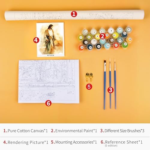 TUMOVO Paint by Numbers for Adults Beginner Jesus Adult Paint by Number with Brushes Acrylic Painting Christian DIY Acrylic Paint by Numbers Kits on Canvas Religion Art Crafts 16"x20"(Frameless) - Image 5