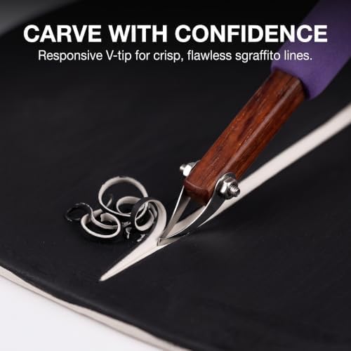 Pottery Crisp Lines Tools, 304 Steel V-Tip Sgraffito & Clay Tool Set - Image 2