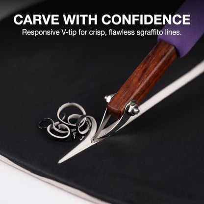 Pottery Crisp Lines Tools, 304 Steel V-Tip Sgraffito & Clay Tool Set - Image 2