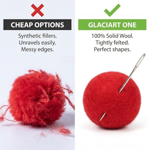 Glaciart One Felt Pom Poms, Wool Balls (240 Pieces) 1.5 cm – 0.6 Inch, Handmade Felted 40 Color (Red, Pink, Blue, Orange, Yellow, Gray, Black, Pastel and More) Bulk Small Puff for Felting and Garland - Image 6