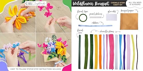 WeVeel Cozy Craftworks Chenille Stem Flower & Succulent Craft Kit for Adults – Create a Wildflower Bouquet and Succulent Box Garden – Relaxing DIY Botanical Arts & Crafts Set - Image 4