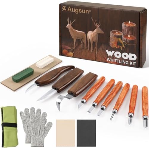 AUGSUN 17Pcs Wood Whittling Carving Tools for Beginners by AUGSUN