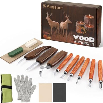 AUGSUN 17Pcs Wood Whittling Carving Tools for Beginners by AUGSUN
