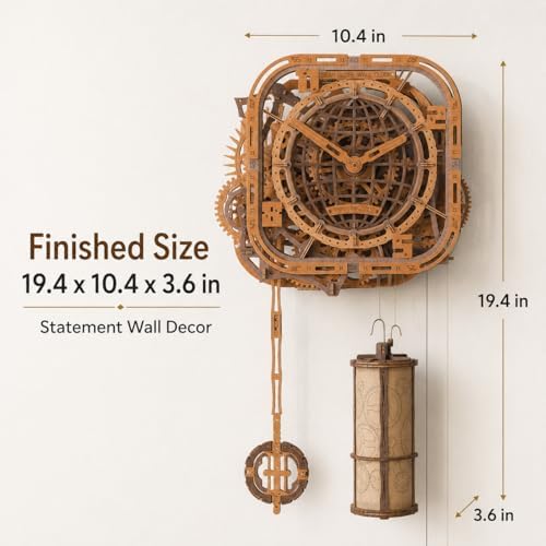 WOODEN.CITY 3D Wooden Puzzle – Gear Globe Wall Clock | Wooden Clock Puzzle Model Building Kit for Adults | 369 Pieces | Mechanical 3D Puzzle Clock | No Glue Required | Made in EU - Image 6