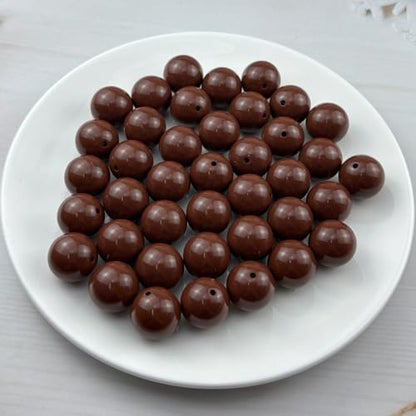 40pcs Acrylic Round Beads for Crafts 20mm Resin Candy Color Spacer Beads with Hole for Jewelry Making Sewing Crafts Decoration Necklaces Bracelets Earrings Supplies(Brown) - Image 2
