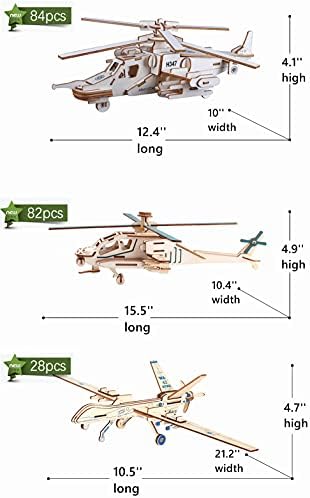 3D Wooden Aircraft Puzzle, 6 Piece Set Aircraft & Helicopter DIY Assembly Build Model Kits, Wood Crafts STEM Brain Teaser Puzzles, 3D Puzzle for Adults & Teens Xmas Birthday Gifts - Image 4