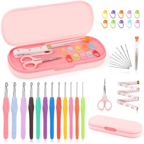 Coopay Crochet Hooks Set with Case,Crochet Hook Kit for Arthritic Hands by Coopay