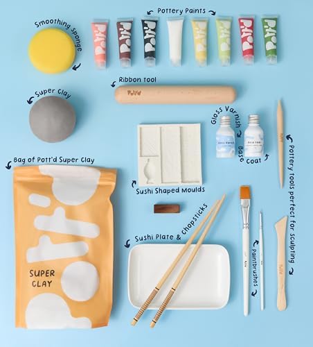 Pott'd Mini Pottery Kits | Air Dry Clay Pottery Kit for Adults | Includes Paints, Brushes, and Potters Tools | FREE online step-by-step tutorial | Perfect for Beginners | Bring The Studio To Your Home - Image 3