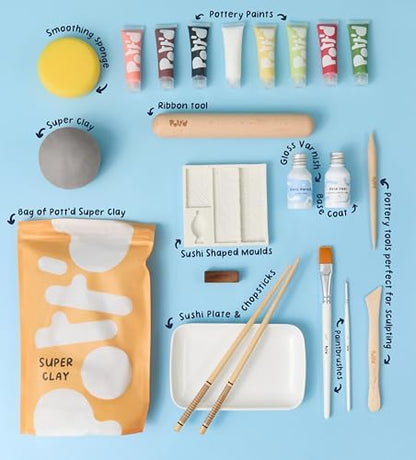 Pott'd Mini Pottery Kits | Air Dry Clay Pottery Kit for Adults | Includes Paints, Brushes, and Potters Tools | FREE online step-by-step tutorial | Perfect for Beginners | Bring The Studio To Your Home - Image 3