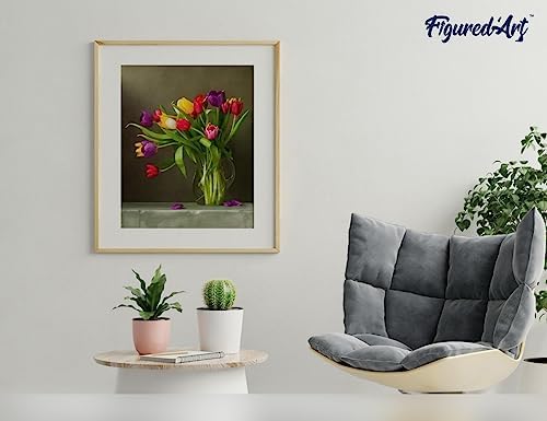 Figured'Art Paint by Numbers Kit for Adults Multicolored Flowers 16"x20" - Craft Art Painting Rolled Canvas with DIY Wooden Frame - Image 4