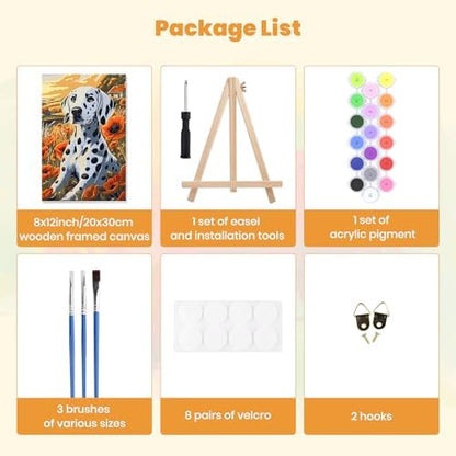 MXJSUA Dalmatian Dog Paint by Numbers Kit with Frame for Adults, Animal Easy Beginners Paint by Number on Canvas with Easel, Acrylic Number Painting Craft Gifts for Home Decor, 8x12 inch - Image 7