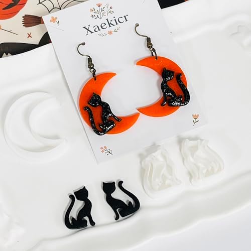 Xaekicr Halloween Moon and Cat Polymer Clay Cutters Set – 3Pcs Clay Earring Cutters for Halloween Earrings Making – Polymer Clay Molds and Tools for Jewelry DIY - Image 4