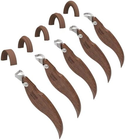 Sthmeyue Mug Handle Carving Tool, Pottery Handle Making Tools Set,5 PCS Walnut Wood Handle Sculpting & Carving Tools, Durable & Comfortable, Ideal for Shaping Clay Cup Handles by Sthmeyue