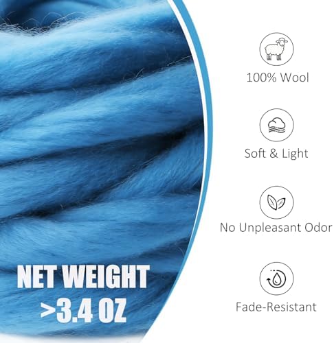 VNAKER 3.4oz Needle Felting Wool Blue for DIY Needle Craft Enthusiasts - Image 2