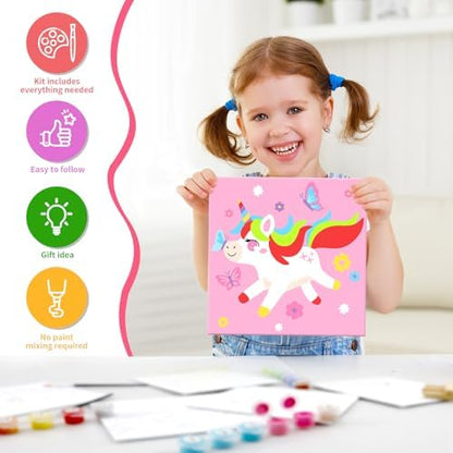goldentime Kids Paint by Number Kits Including 6 Pre-Drawn Canvas for Painting, 6 Brushes 17 Paints and 2 Easels, Perfect Art Painting Kit, Arts and Crafts Painting for Kids Ages 8-12 - Image 3