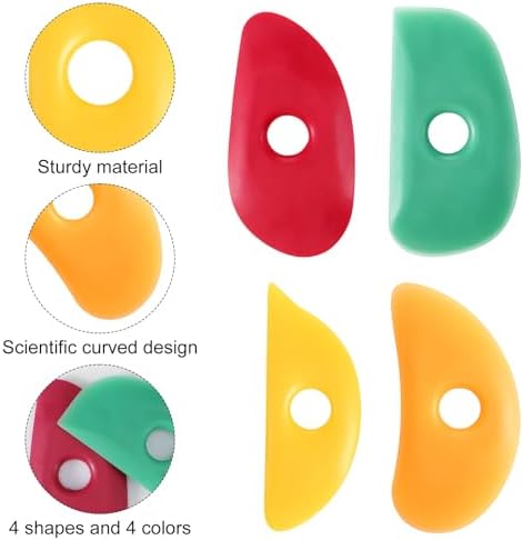 4 Pcs Soft Rubber Rib Clay Sculpting Tool for Pottery Clay Silicone Ceramics Tools Multi Styles Pottery for DIY Smooths Shapes Sculpting Ceramics Tool Sculpting, Mud, Trimming, Throwing - Image 3
