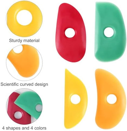 4 Pcs Soft Rubber Rib Clay Sculpting Tool for Pottery Clay Silicone Ceramics Tools Multi Styles Pottery for DIY Smooths Shapes Sculpting Ceramics Tool Sculpting, Mud, Trimming, Throwing - Image 3
