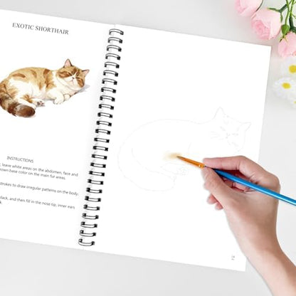 Watercolor Workbooks for Adults Beginners & Teens, 16 Colors 15 Beautiful Paintings, Pre-Outlined Designs, Easy Watercolor Art Book（Without Palette Pet） - Image 7