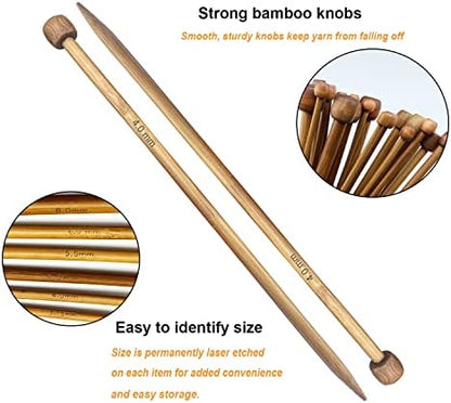 Mdoker Bamboo Knitting Needle Straight Single Pointed Sweater Knitting Needles 13.8-inch Length for Handmade DIY Knitting Projects,Size US 8(5mm) - Image 3