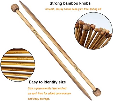 Mdoker Bamboo Knitting Needle Straight Single Pointed Sweater Knitting Needles 13.8-inch Length for Handmade DIY Knitting Projects,Size US 4(3.5mm) - Image 3