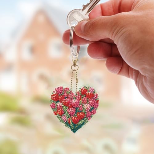 HuamuTech 5 Pcs/6 Pcs/8 Pcs Full Drill Keyring Special Shape Double Sided Diamond Art Keychain for Beginners Birthday Craftin - Image 2