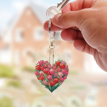 HuamuTech 5 Pcs/6 Pcs/8 Pcs Full Drill Keyring Special Shape Double Sided Diamond Art Keychain for Beginners Birthday Craftin - Image 2