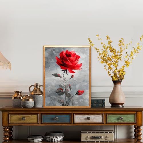 bestact Framed Rose Paint by Numbers Kits for Adults,Flower Painting by Numbers with Framed for Beginner on Canvas Easy DIY Painting Kits for Home Wall Decoration and Gifts,8x12INCH (Flower1) - Image 5