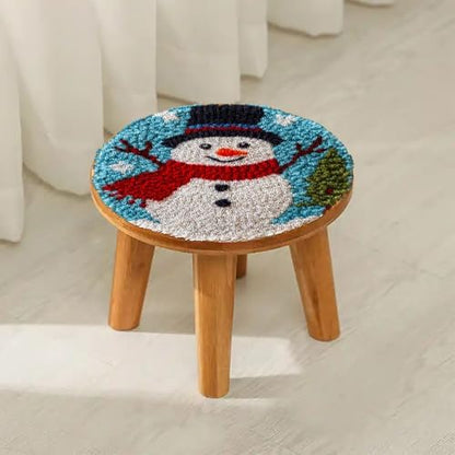 Latch Hook Rug Kit Cute Christmas Snowman with Winter Snow Easy for Beginners Round Shape Carpet Crochet Yarn Craft Mini Rug DIY Hook and Latch Little Tapestry for Home Decor 30x30cm-2 - Image 4