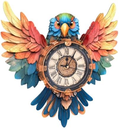 3D Puzzles for Adults, Parrot Wall Clock 3D Wooden Puzzles Clock Kits for DIY Birthday Gift for Women Men Home Decor Holiday Christmas by Jollitot
