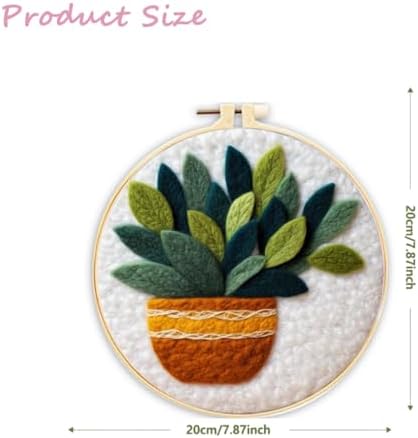 CaptainCrafts Needle Felting Kit, Wool Felt Supplies, Embroidery Hoops, Wool Painting Tools Needle Felting Starter Kit for DIY Decoration (Green Plants) - Image 2