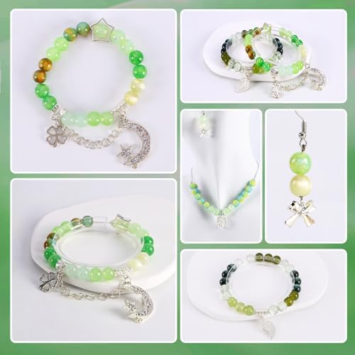 Glass Beads for Jewelry Making, 18 Colors Glass Beads for Bracelets Making kit Including 2-8mm Bead spacers/Lava Beads/Stone Rock DIY Jewelry Making Supplies for Adults, Bracelets Earring Making kit - Image 6