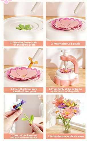 JIYAKO Flower Bouquet Building Kit, 185 PCS DIY Flower Craft Kit for Kids, Build Your Own Flower Bouquet Toy, Flower Art Craft & Flower Making Kit for Creative Projects - Image 5