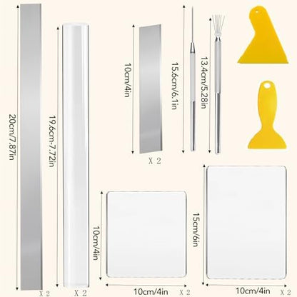 14 Pcs Polymer Clay Tools, Solid Acrylic Roller for Clay, Protect Fingers Polymer Clay Cutter, Clear Acrylic Sheet Press Board Wire Texture Set Needle Detail Modelling Supplies for Beginners - Image 2