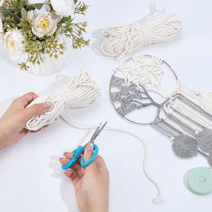 ACRNIGHEET Tree of Life Dream Catcher Macrame Kit for Adults Beginners Macrame Leave Wall Hanging Decor with Video Tutorials Handmade Woven Boho Home Decor for Bedroom Dorm Decoration(Grey Series) - Image 4