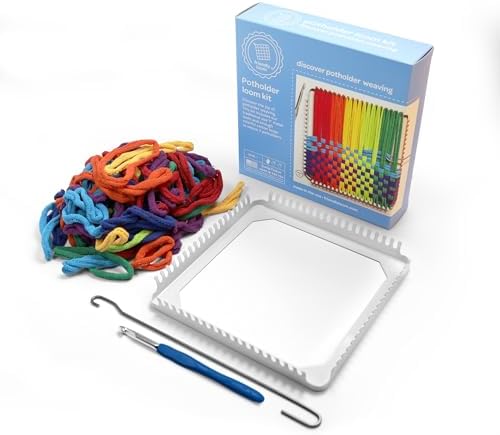 Friendly Loom 7” Traditional Potholder Weaving Kit | Sturdy Metal Loom and Quality Cotton Weaving Loops in Rainbow Colors | Complete Kit to Weave 2 Functional Potholders | Made in the USA - Image 3