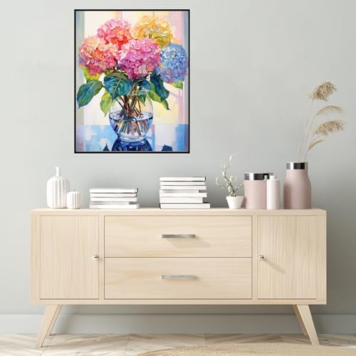 Yunruily Hydrangea Canvas Paint by Numbers for Adults-Paint by Numbers Adult Flowers,Painting by Number Flowers for Gifts and Home Wall Decor(with Gifts Box) 16x20inch - Image 3