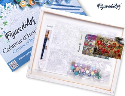 Figured'Art Paint by Numbers for Adults with Frame Wild Flowers in The Countryside 16"x20" - Craft Art Painting DIY Kit Canvas Already Stretched on a Wooden Frame - Image 5