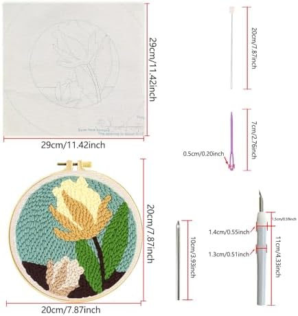 Zhenqing Lily Flower Punch Needle Embroidery Kit | 29x29cm Botanical Design with Hoop & Tools | DIY 3D Textured Wall Art for Beginners(Z95095C) - Image 4