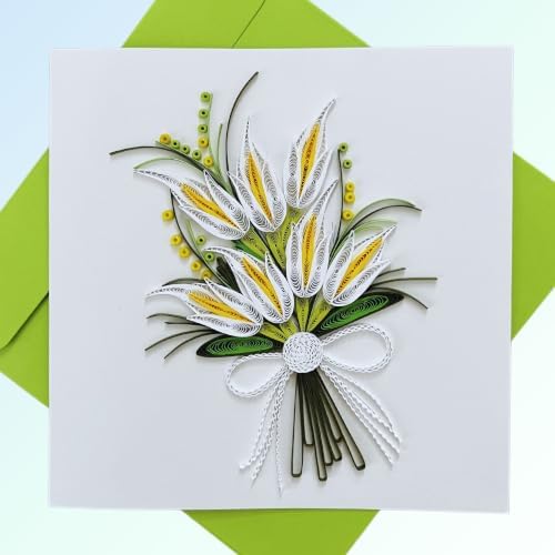 Quilling Cards, handmade card, quilled cards with Dedicated Paper, quilling birthday cards for women or all occasions: Mother's day, Greeting card, Birthday... (Lily) by SaigonWillingCraft