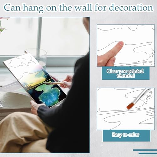 Ctosree 12 Sets Pre Drawn Canvas Kit for Painting,Natural Scenery,8 x 10 in - Image 5