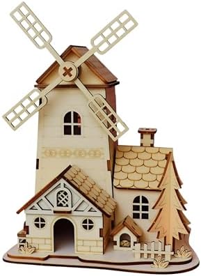 3D Wooden Puzzle Windmill Mill Design Model Kit, DIY Creative Assembly Building Set for Adults, Christmas by Unknown