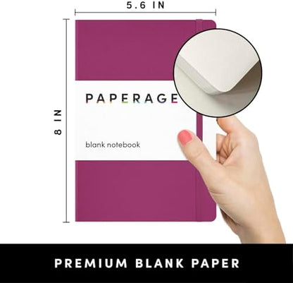 PAPERAGE Junk Journal & Scrapbook Kit, Hardcover Blank Journal Notebook, 20 Patterned Papers, 8 Sticker Sheets, 20 Die-Cut Shapes, 2 Washi Tapes & Tape Roller, Creative Journaling Supplies - Raspberry - Image 3