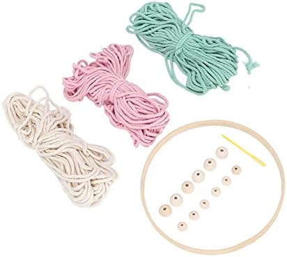 Macrame Kit Bohemian Style DIY Weaving Craft Set for Adults Women, Complete Macrame Supplies with Cotton Threads Bamboo Hoop Wooden Beads for Home Decor - Image 4