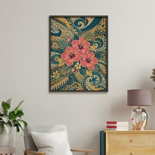 Bozfoxa Paint by Numbers Kit for Adults Beginner Teal Hibiscus Vine - Image 4