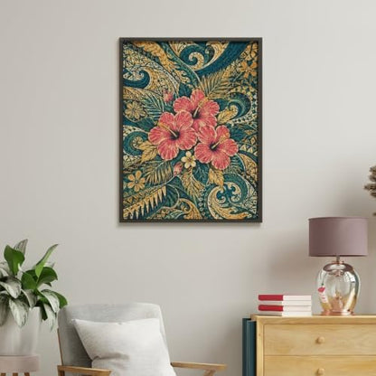 Bozfoxa Paint by Numbers Kit for Adults Beginner Teal Hibiscus Vine - Image 4